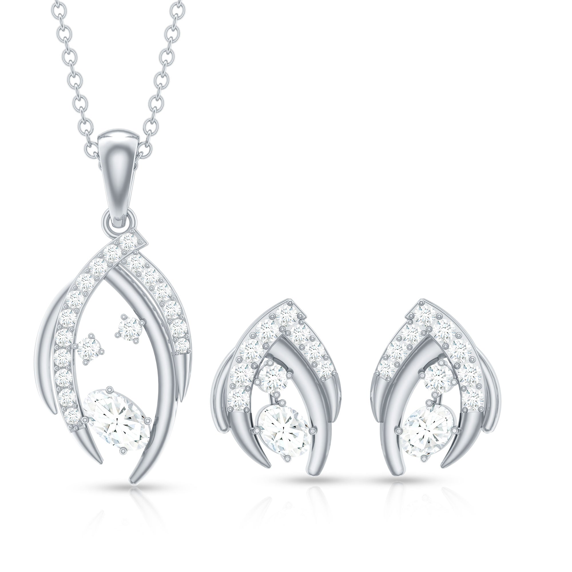 Minimal Moissanite Jewelry Set in Prong Setting
