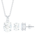 Certified 2 Carat Moissanite Oval Necklace and Earrings Set