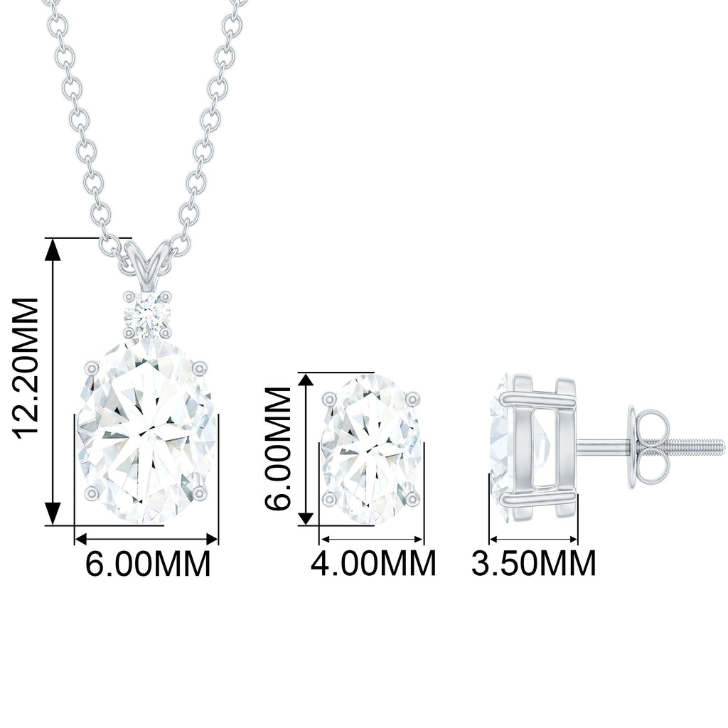 Certified 2 Carat Moissanite Oval Necklace and Earrings Set