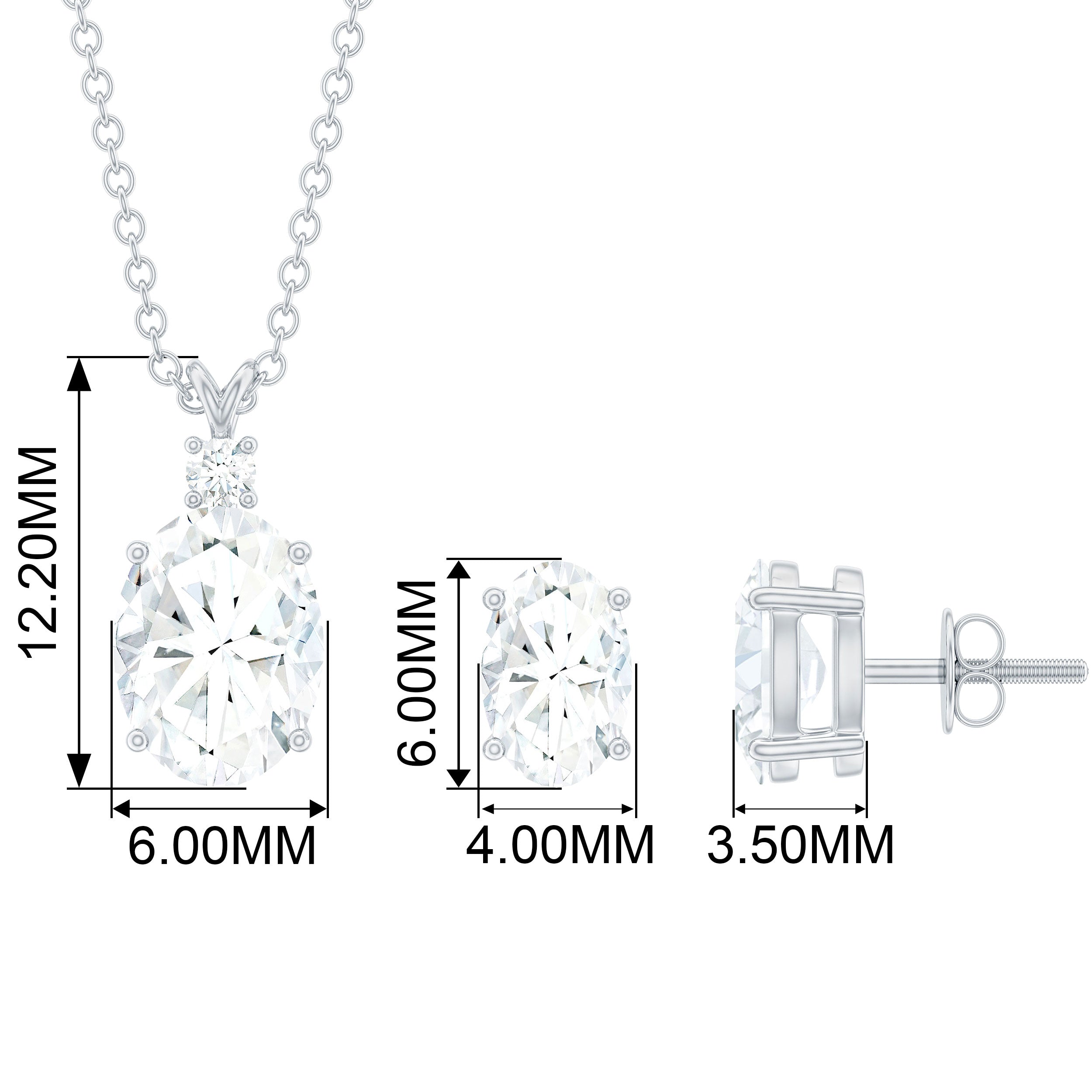 Certified 2 Carat Moissanite Oval Necklace and Earrings Set