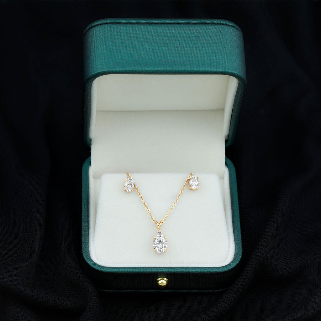 Certified 2 Carat Moissanite Oval Necklace and Earrings Set