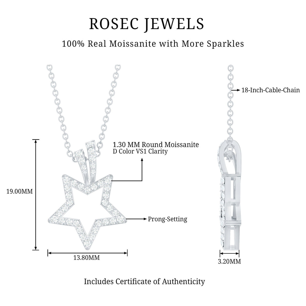 1/2 CT Certified Moissanite Star Shape Gold Pendant