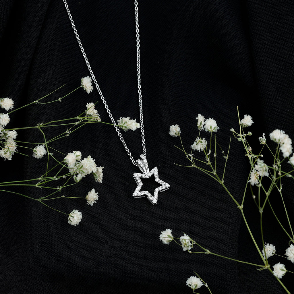 1/2 CT Certified Moissanite Star Shape Gold Pendant