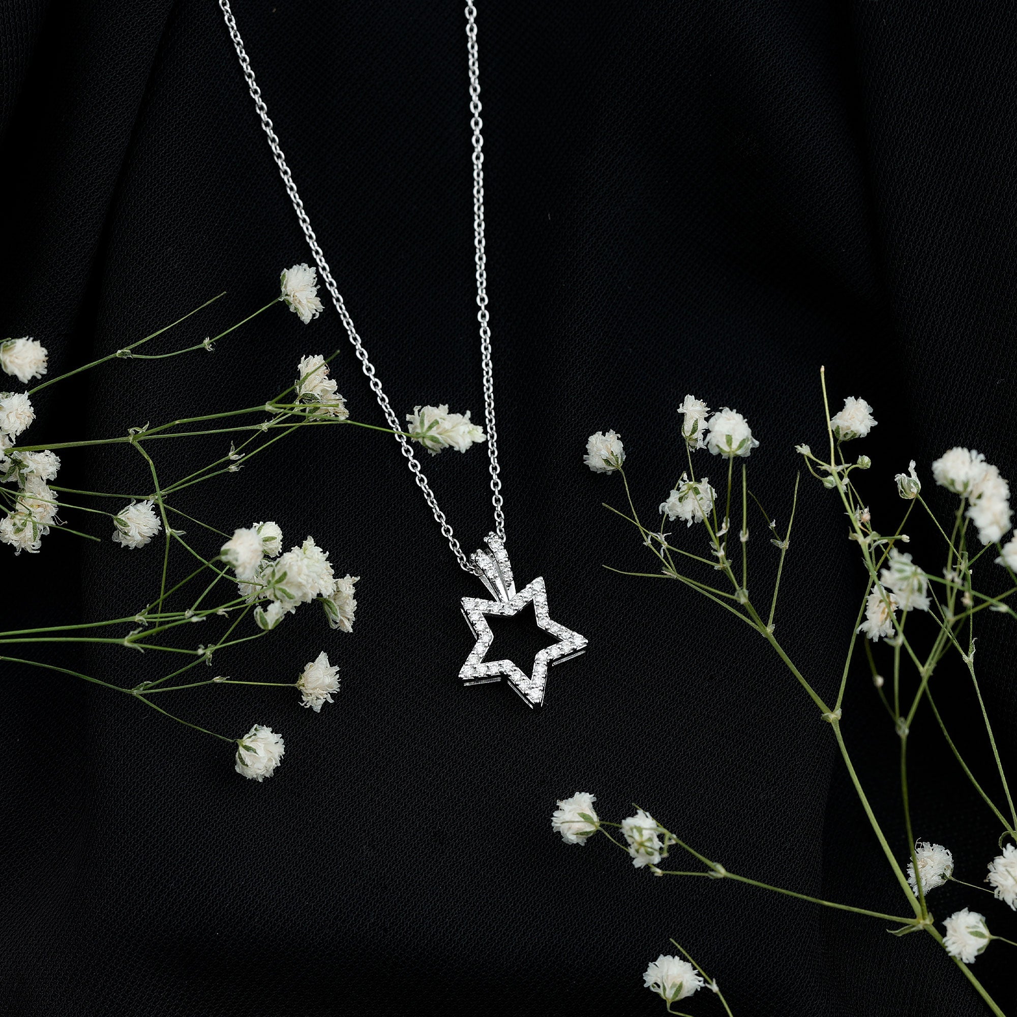 1/2 CT Certified Moissanite Star Shape Gold Pendant
