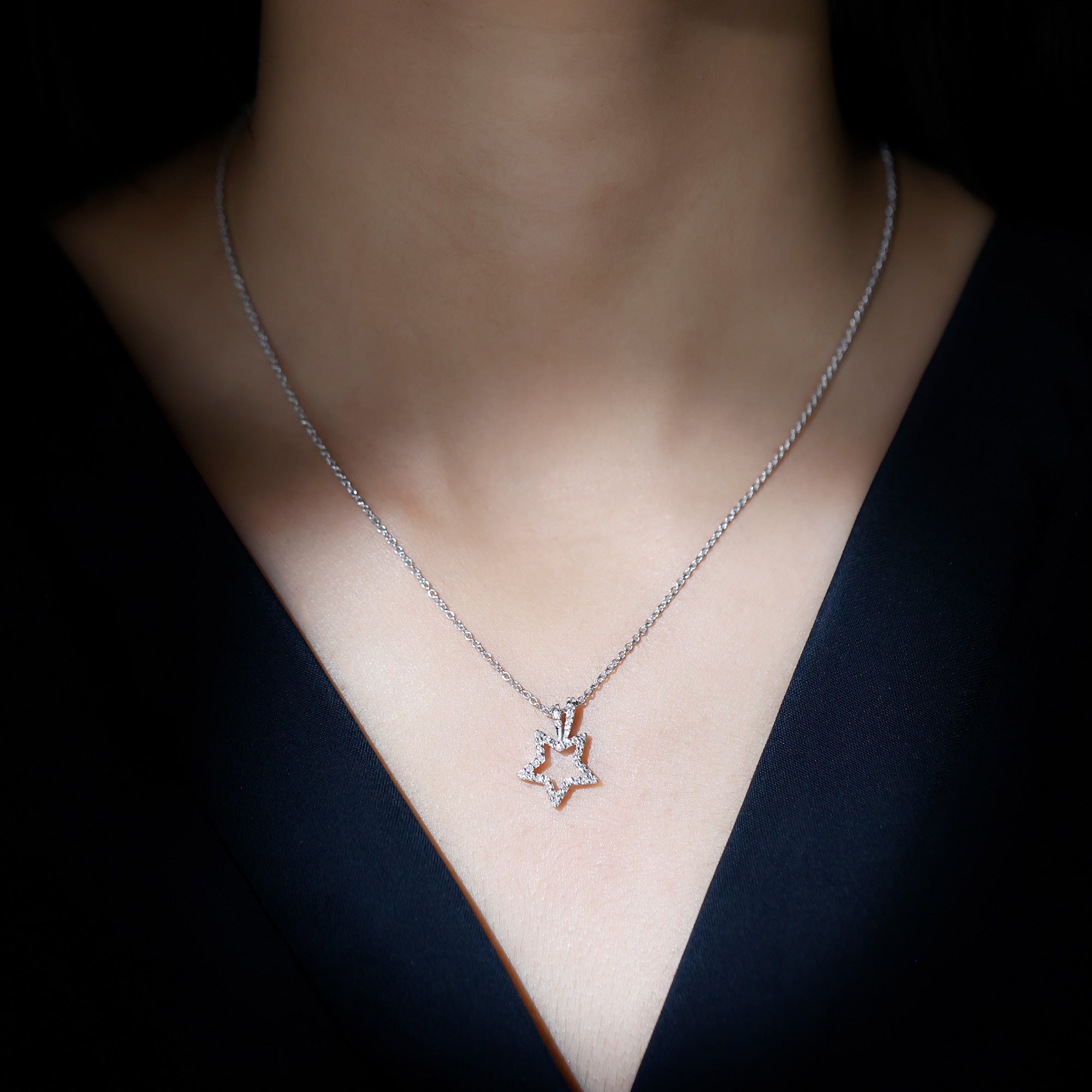 1/2 CT Certified Moissanite Star Shape Gold Pendant