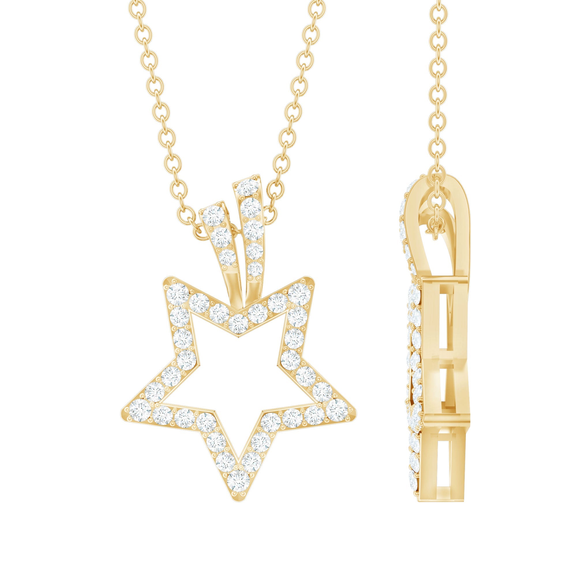 1/2 CT Certified Moissanite Star Shape Gold Pendant
