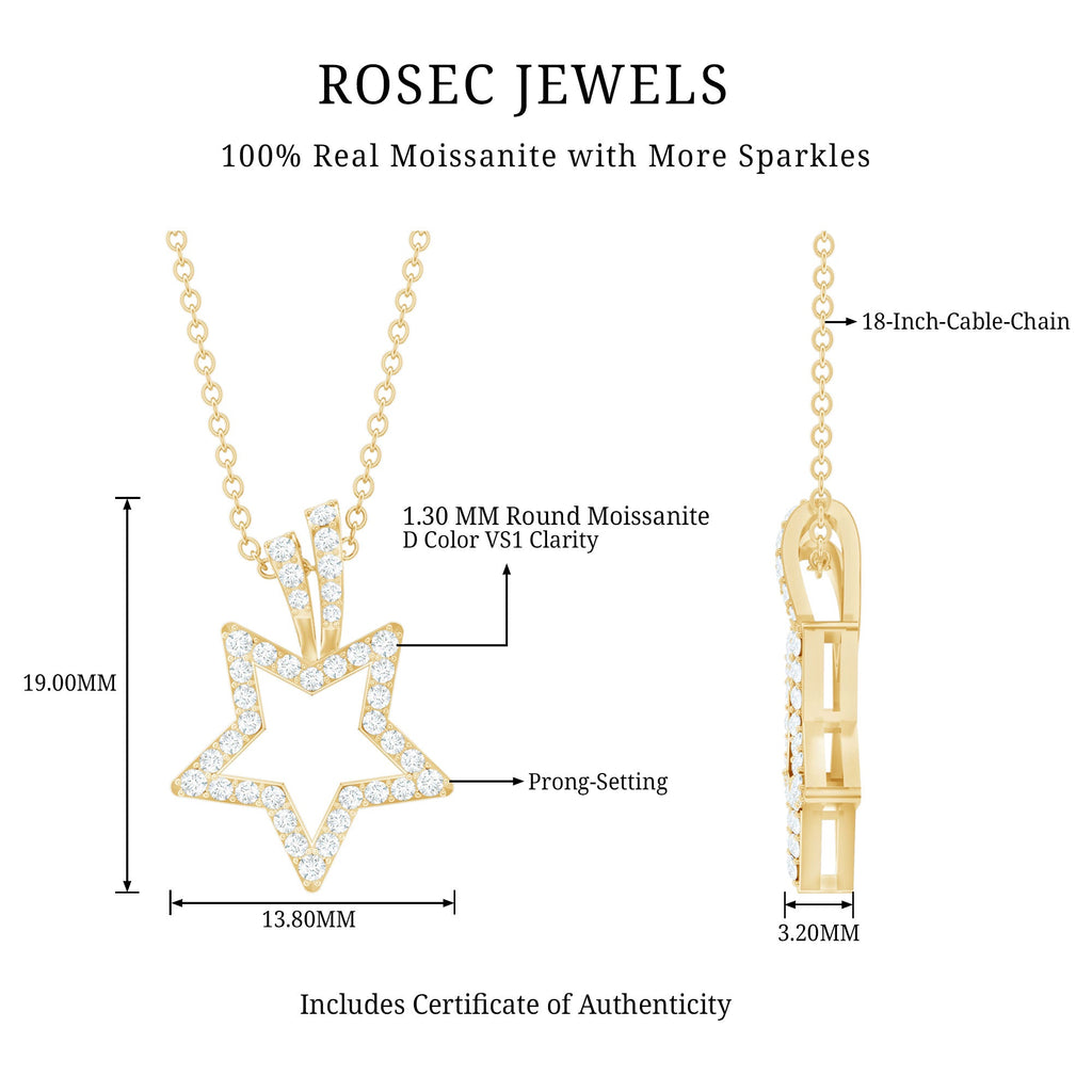 1/2 CT Certified Moissanite Star Shape Gold Pendant