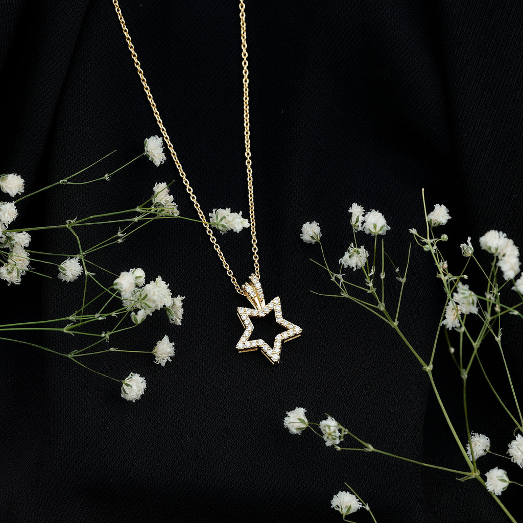 1/2 CT Certified Moissanite Star Shape Gold Pendant