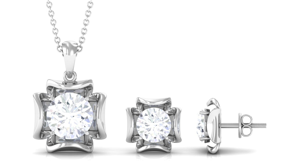 4 CT Round Shape Moissanite Solitaire Jewelry Set
