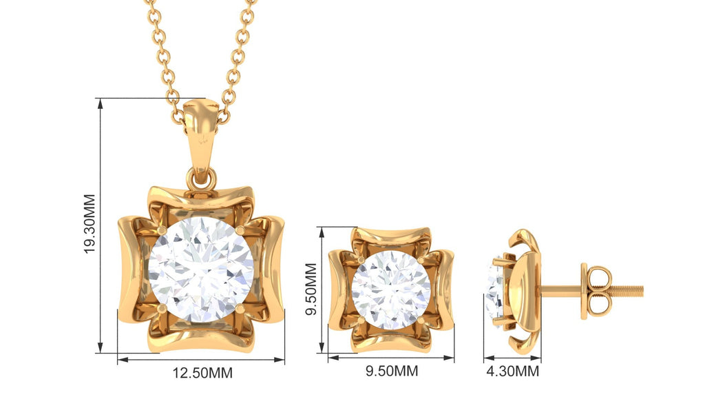 4 CT Round Shape Moissanite Solitaire Jewelry Set