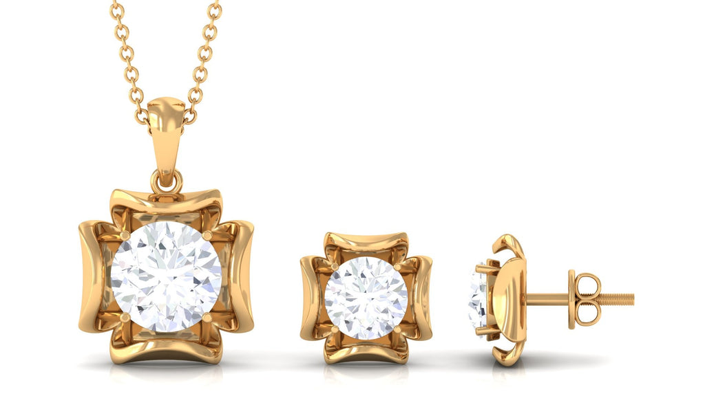 4 CT Round Shape Moissanite Solitaire Jewelry Set