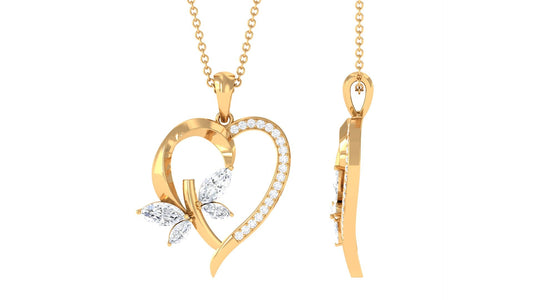 1.25 CT Certified Moissanite Heart Shape Gold Pendant