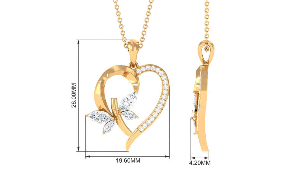 1.25 CT Certified Moissanite Heart Shape Gold Pendant