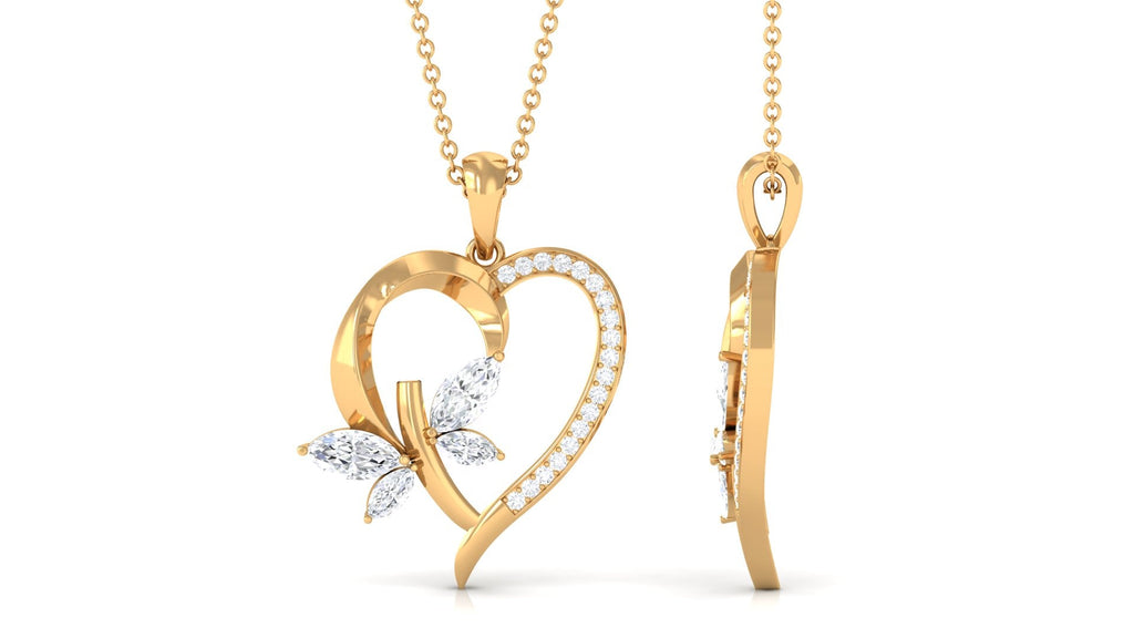 1.25 CT Certified Moissanite Heart Shape Gold Pendant