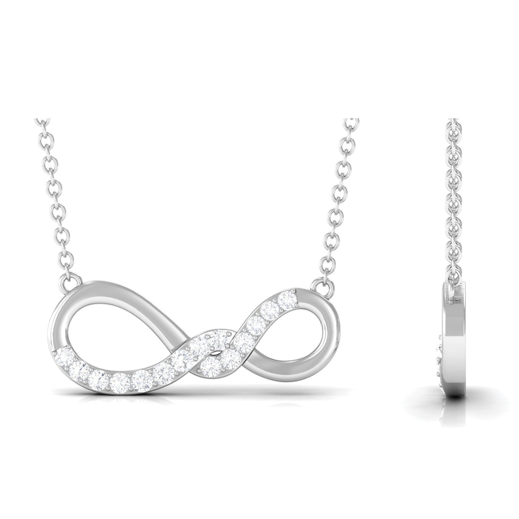 Round Moissanite Twisted Necklace in Pave Setting