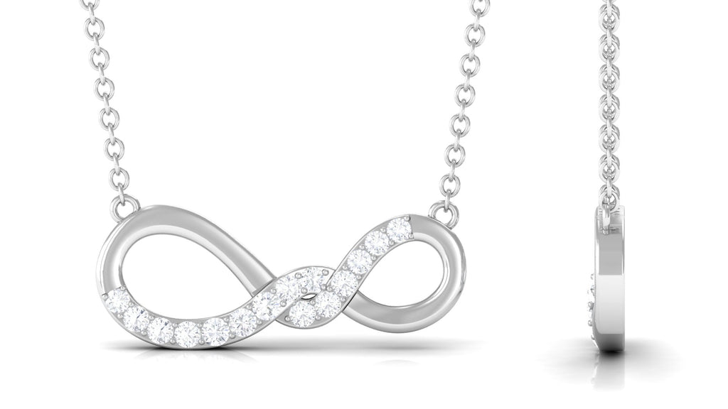 Round Moissanite Twisted Necklace in Pave Setting