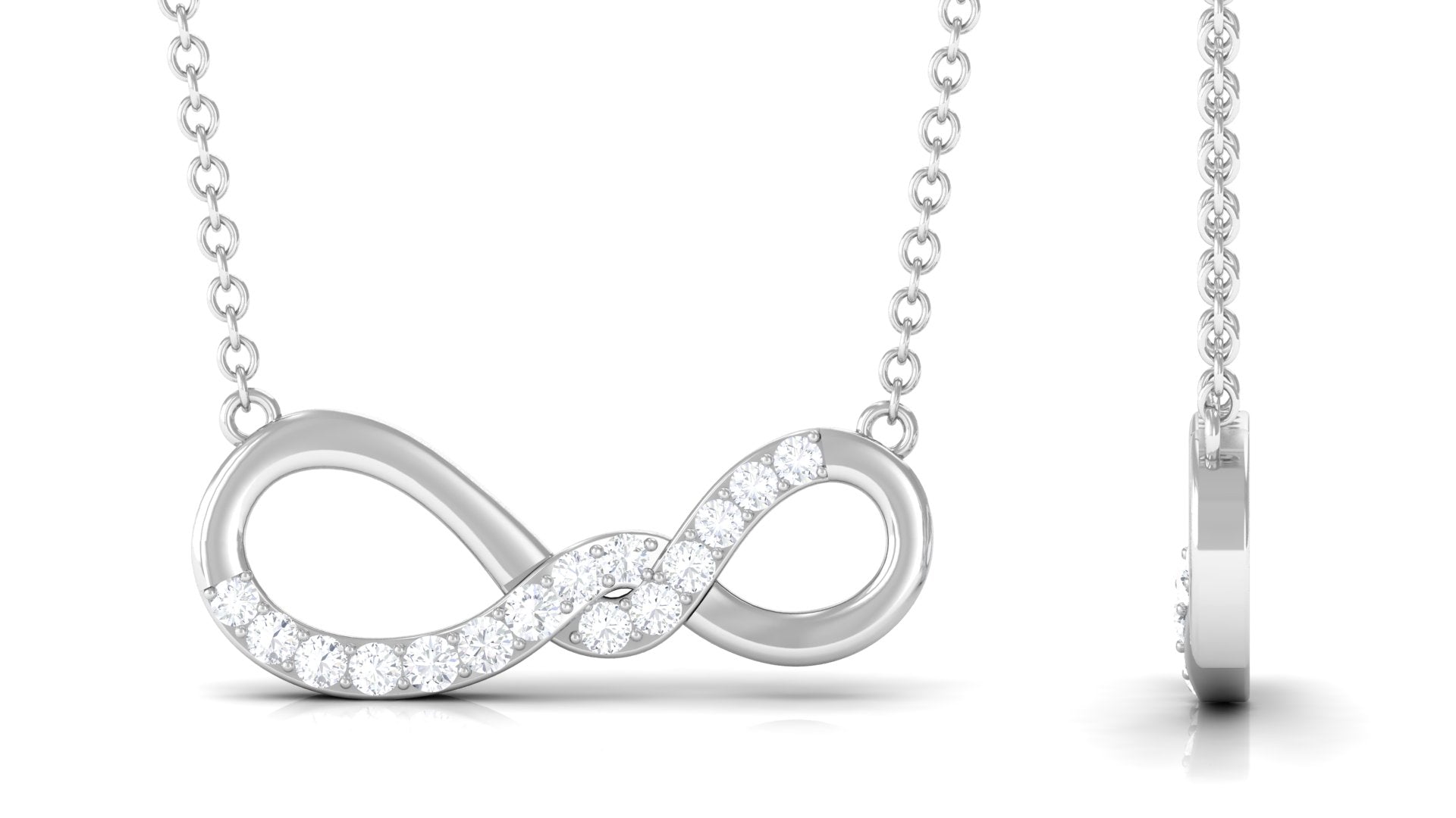 Round Moissanite Twisted Necklace in Pave Setting