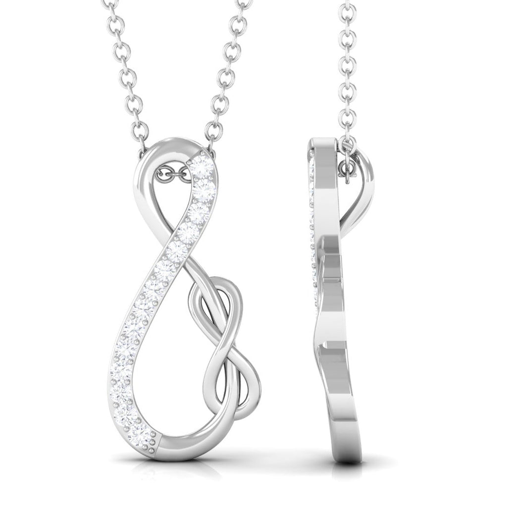 Interlock Infinity Pendant Necklace with Moissanite in Gold