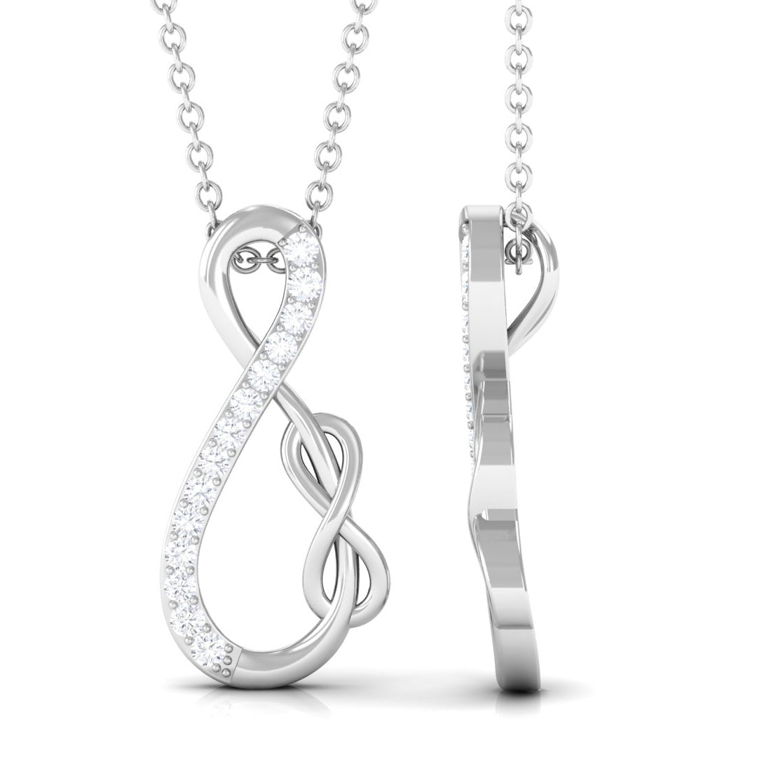 Interlock Infinity Pendant Necklace with Moissanite in Gold