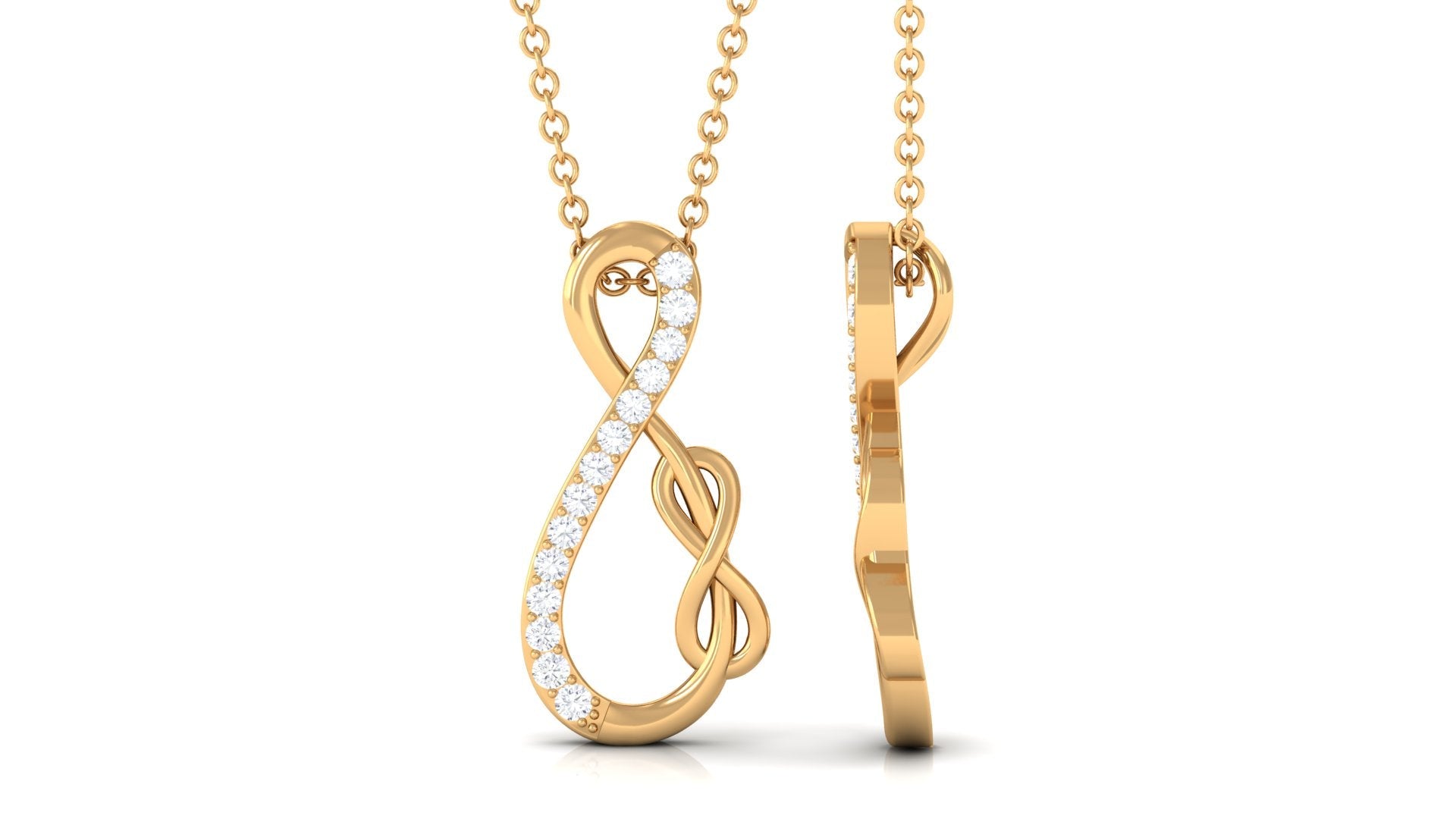 Interlock Infinity Pendant Necklace with Moissanite in Gold