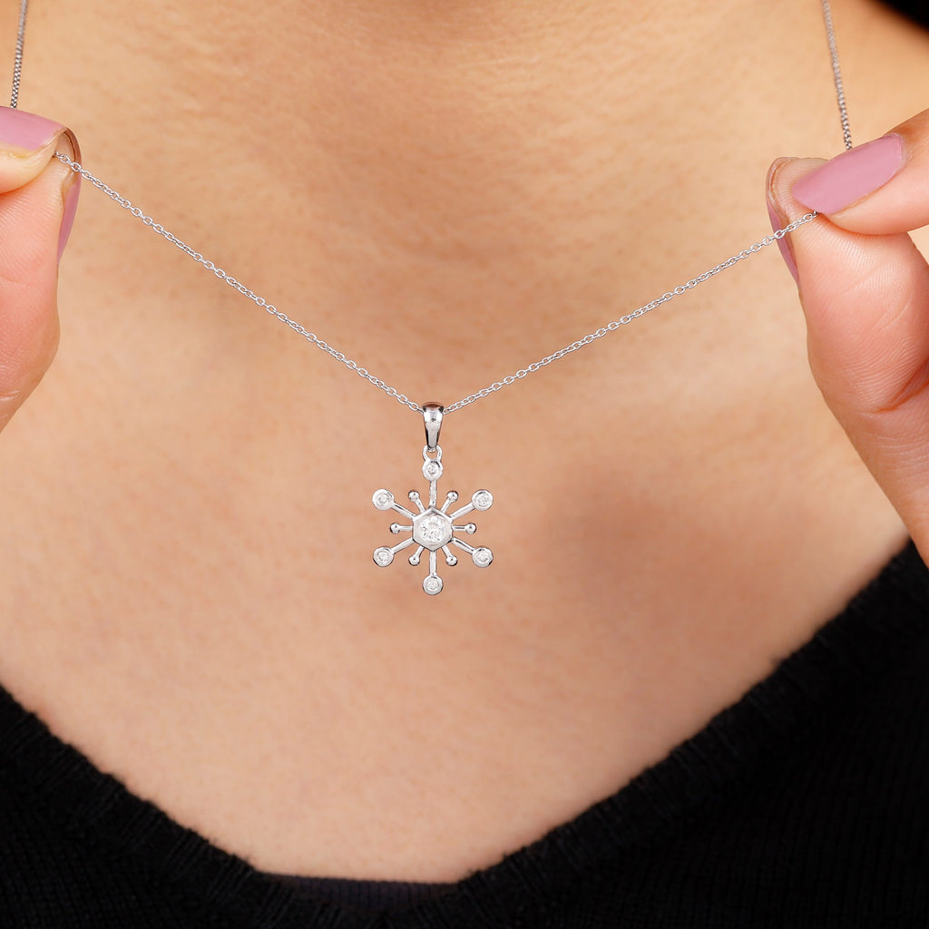 Diamond Snowflake Pendant Necklace for Women