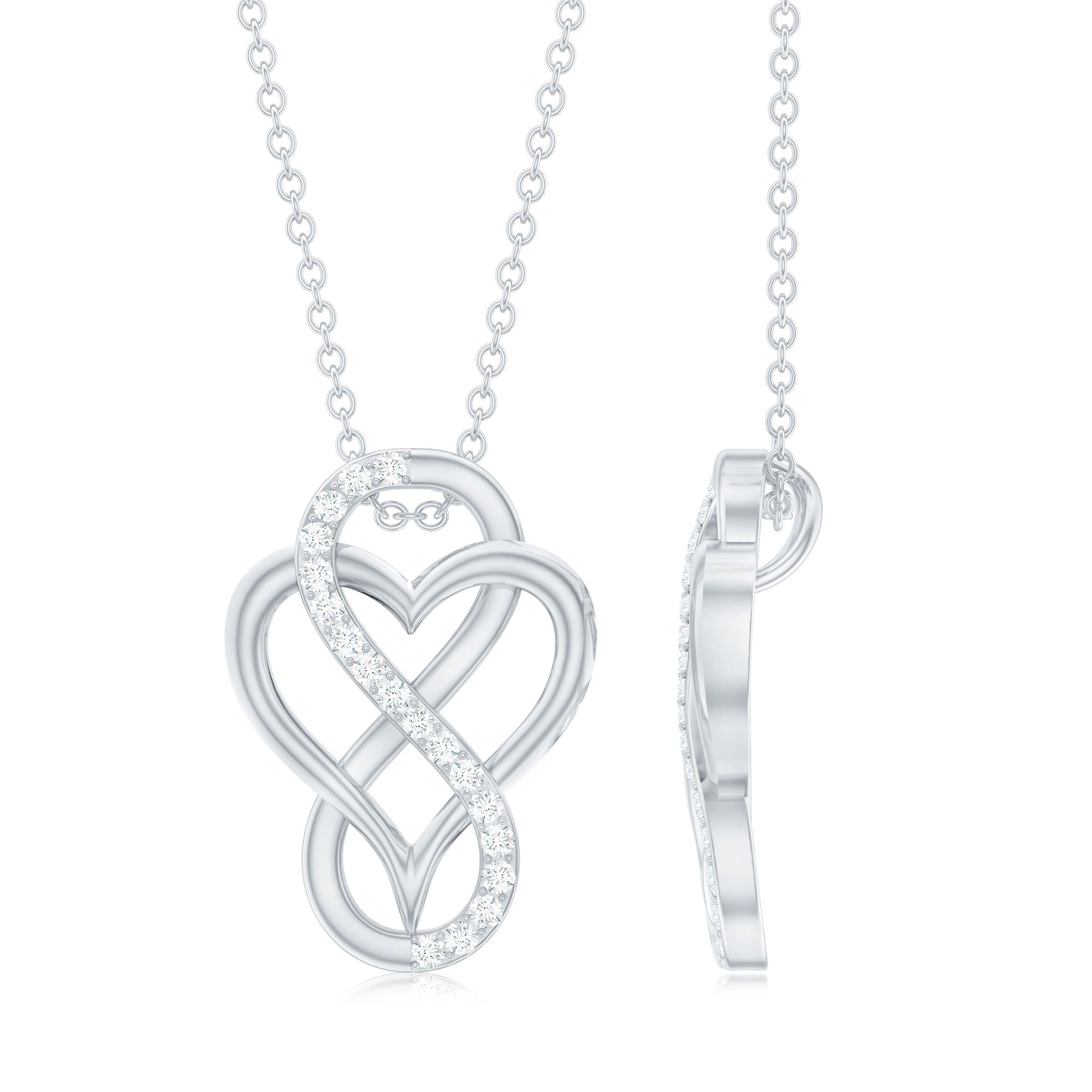 Brilliant Cut Diamond Infinity Heart Necklace for Women