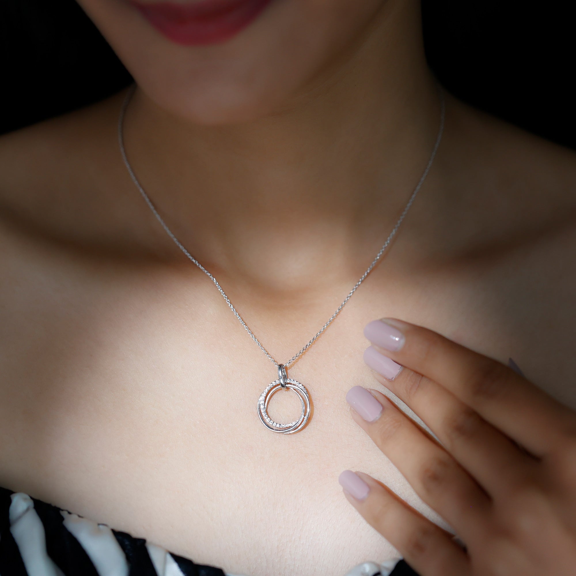 Certified Diamond Eternity Circle Necklace For Her