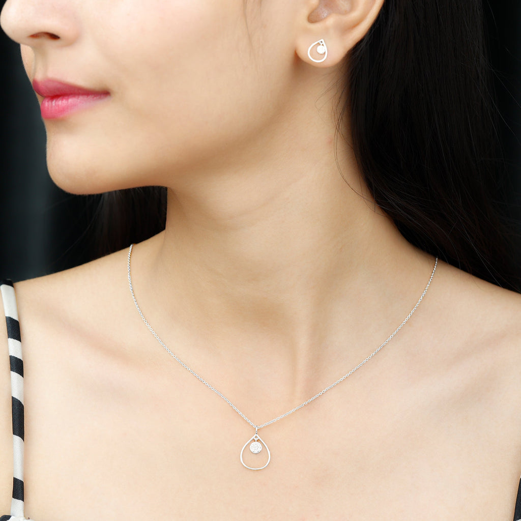 Diamond Wedding Necklace Earring Set for Bride
