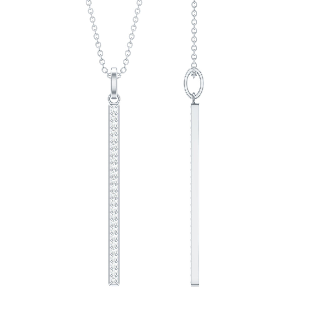 Round Cut Diamond Bar Necklace For Women