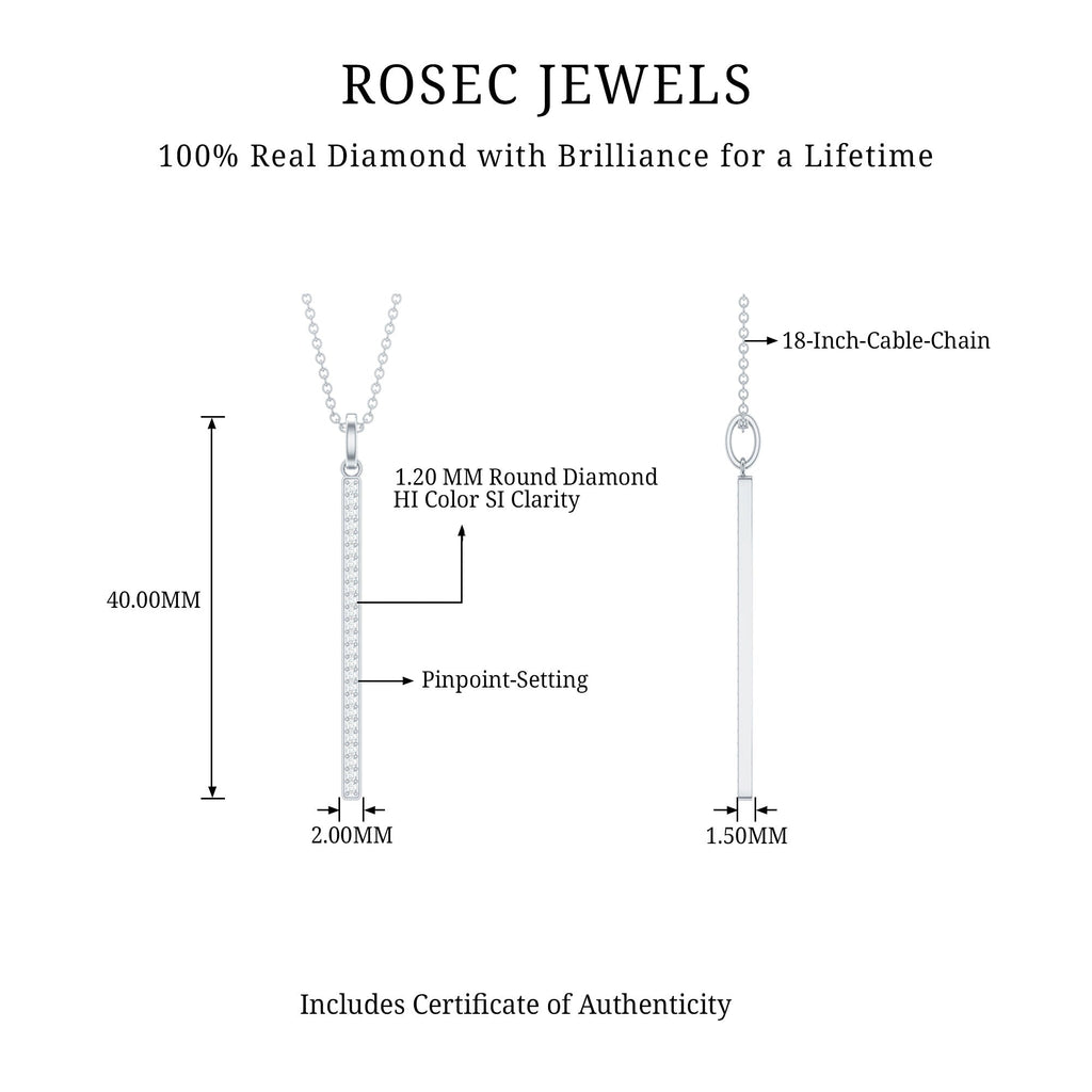 Round Cut Diamond Bar Necklace For Women