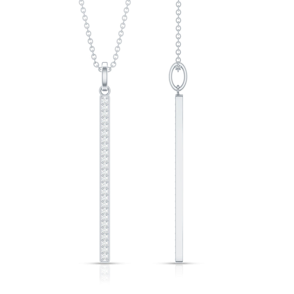 Round Cut Diamond Bar Necklace For Women