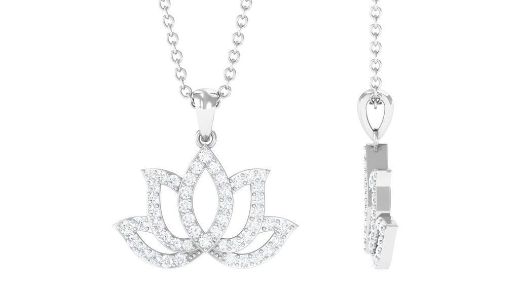 Diamond Lotus Flower Necklace in Pave Setting