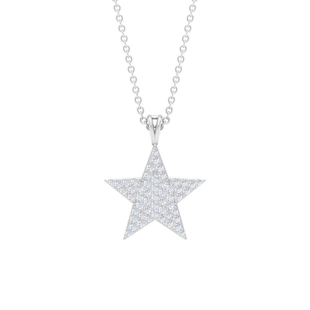 Diamond Star Pendant Necklace in Pave Setting