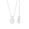 Oval Shaped Real Diamond Pendant Necklace With Chain