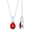 Pear Shape Lab Grown Ruby Teardrop Necklace with Chain