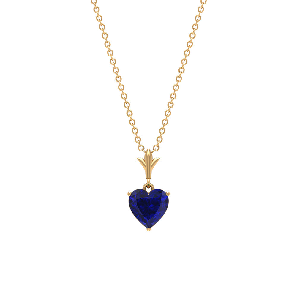 1 Carat Lab Grown Blue Sapphire Heart Necklace for Women