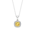 Genuine 2.3 Carat Cushion Cut Citrine and Diamond Necklace with Certificate