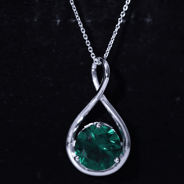 Solitaire 3.5 Carat Lab Grown Emerald Infinity Necklace