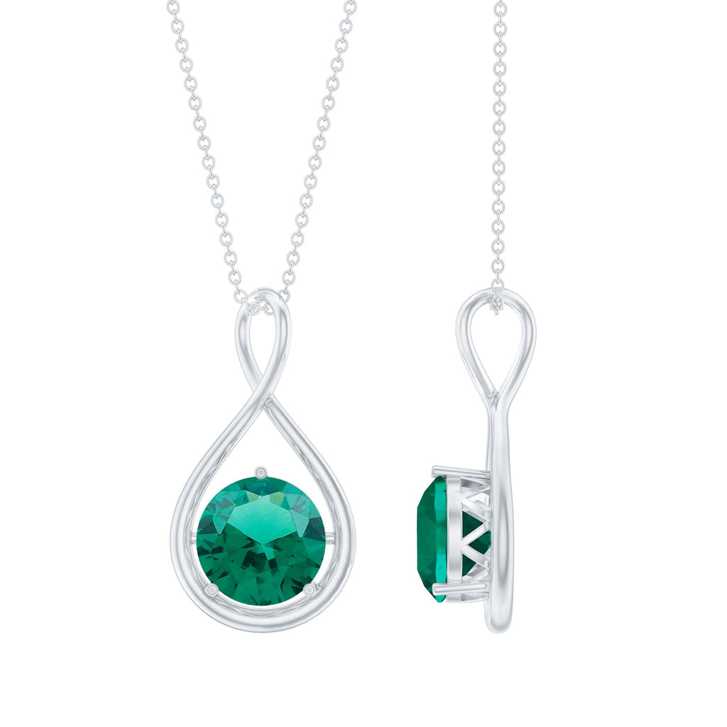 Solitaire 3.5 Carat Lab Grown Emerald Infinity Necklace