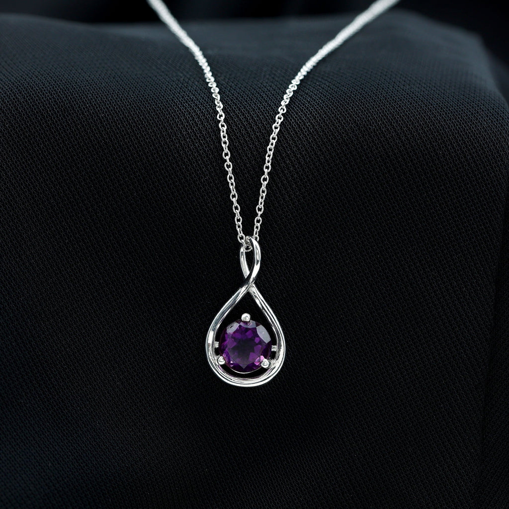 1 CT Real Amethyst Infinity Pendant Necklace
