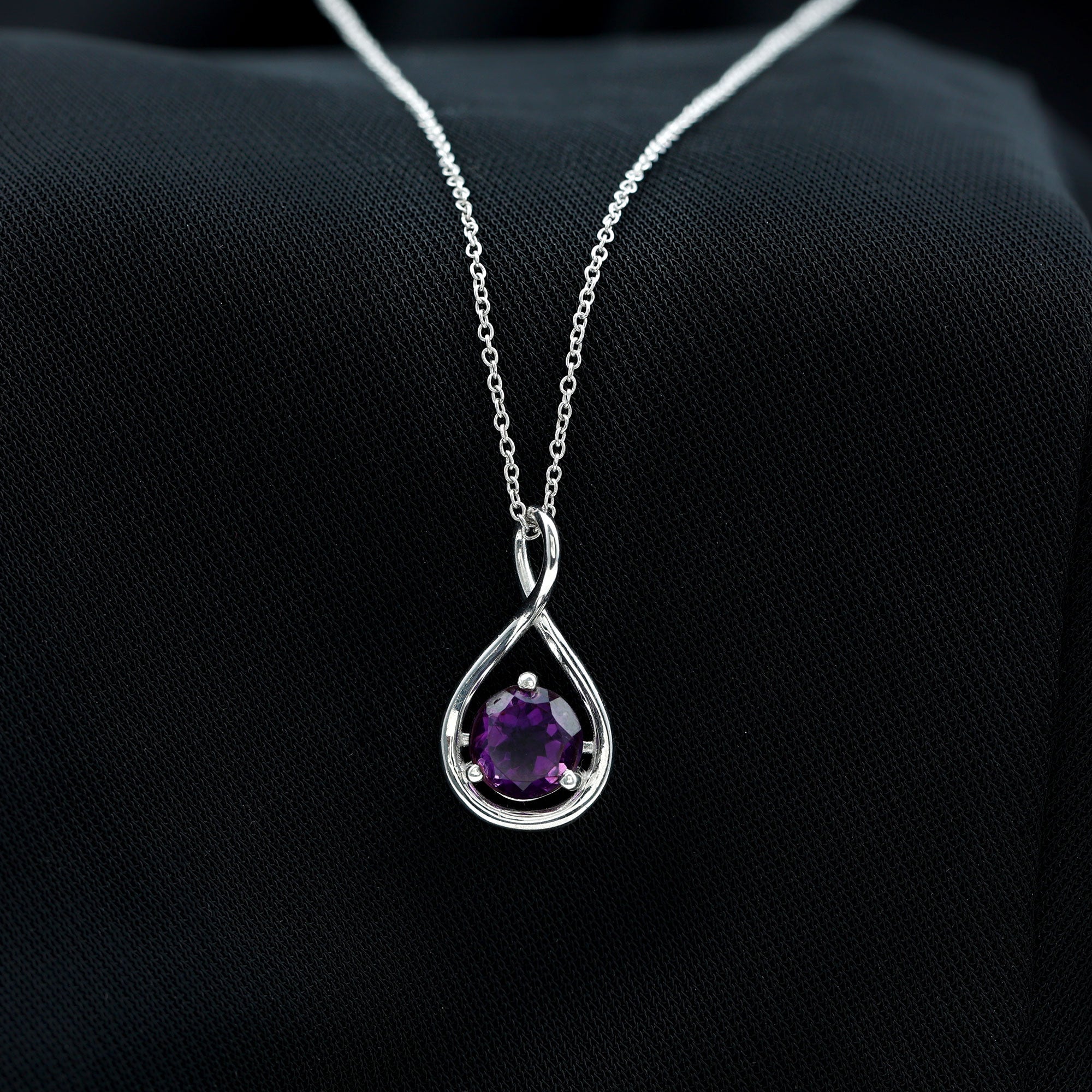1 CT Real Amethyst Infinity Pendant Necklace