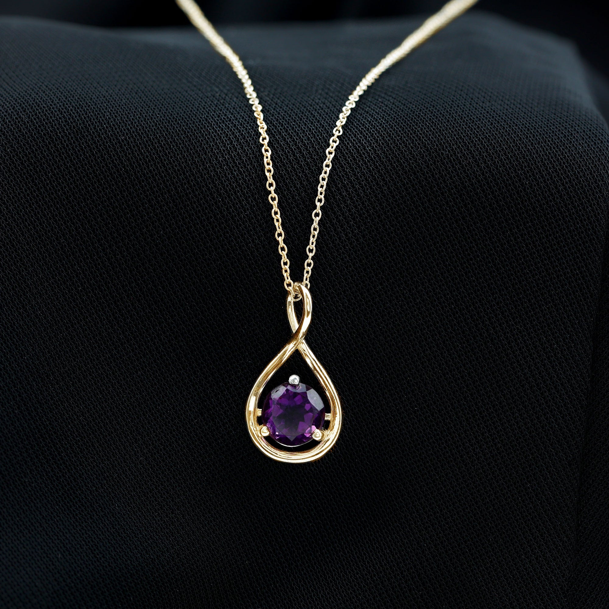 1 CT Real Amethyst Infinity Pendant Necklace