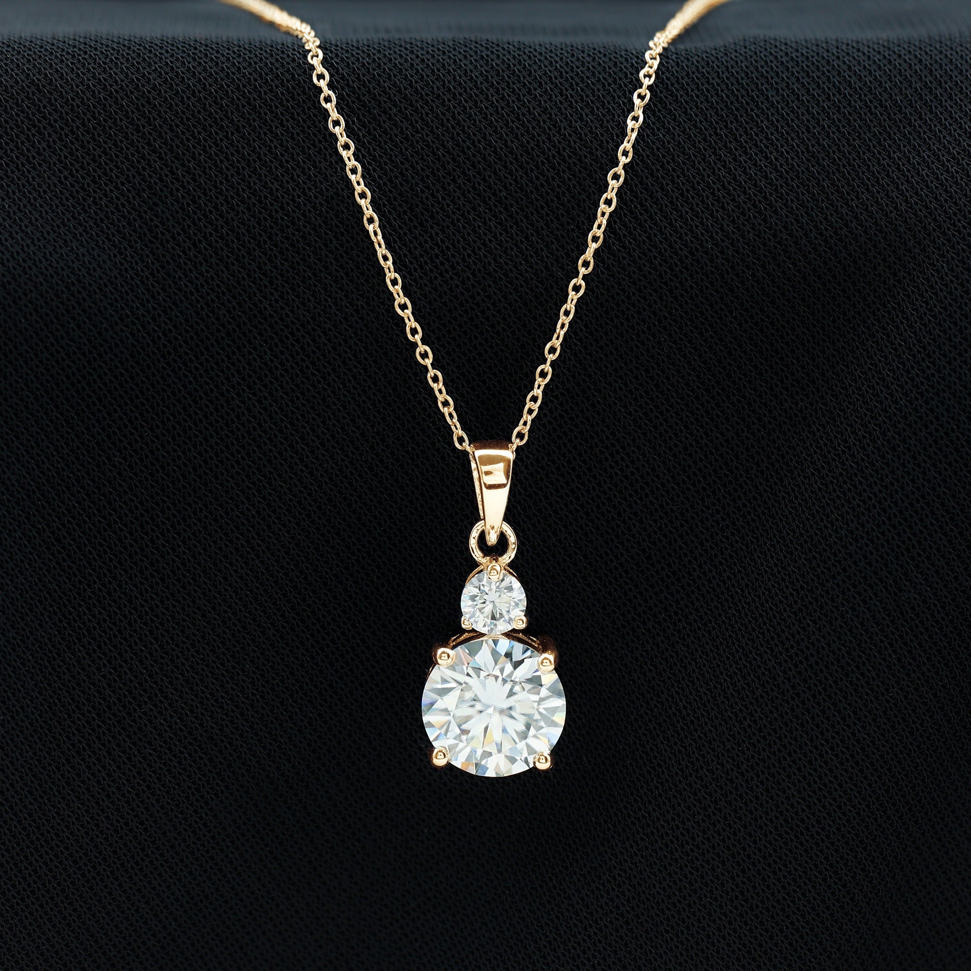 Brilliant Cut Moissanite Two Stone Necklace With Chain