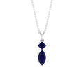 Lab Created Blue Sapphire Two Stone Pendant with Certificate