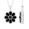 Certified Black Spinel Flower Necklace with Moissanite Halo