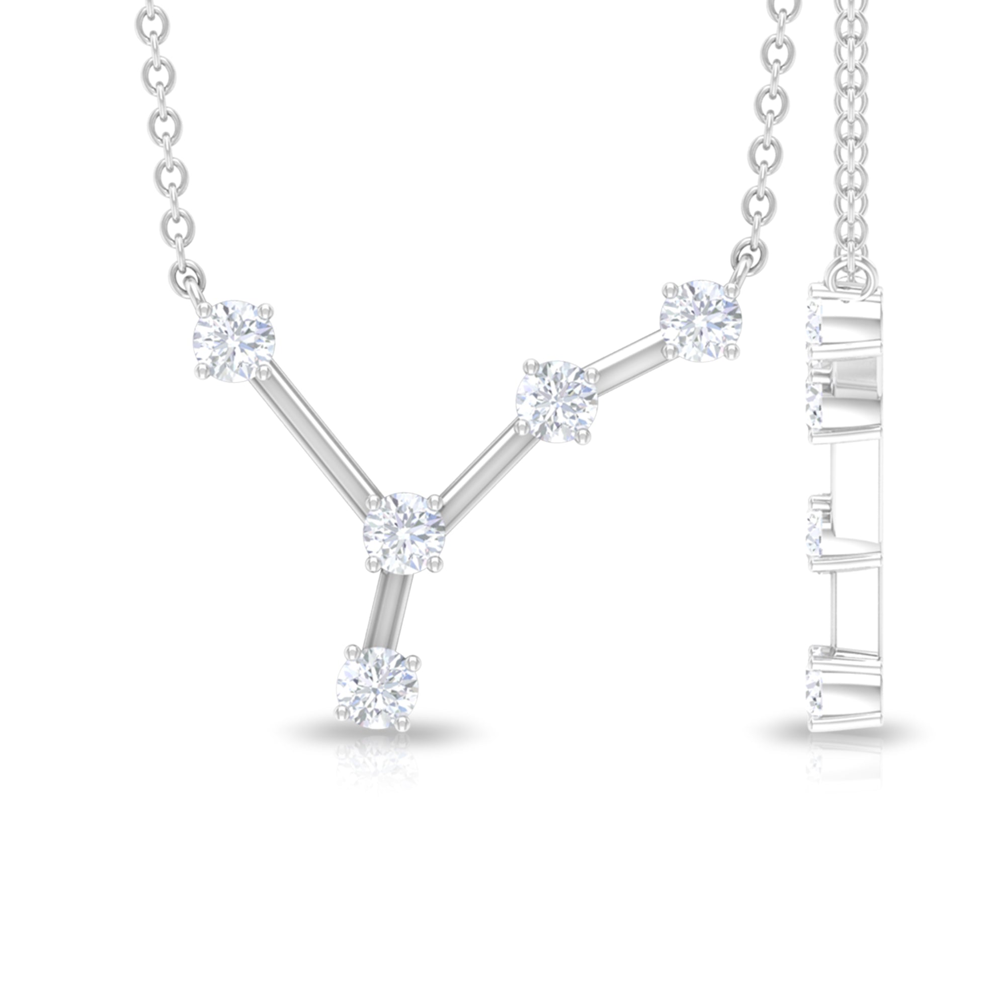 Natural Diamond Zodiac Cancer Constellation Necklace for Women
