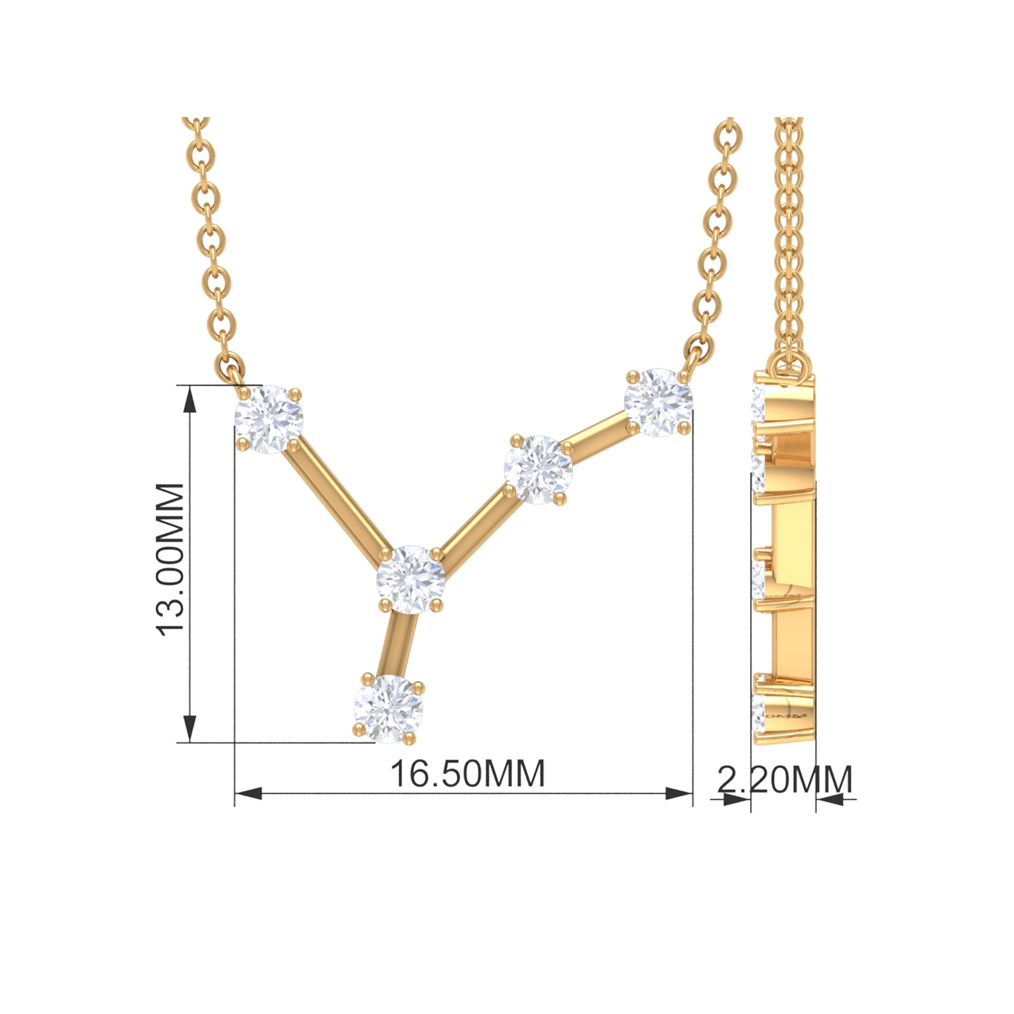 Natural Diamond Zodiac Cancer Constellation Necklace for Women