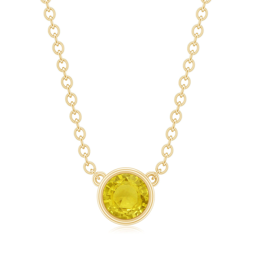 Round Cut 4 MM Yellow Sapphire Bezel Set Necklace