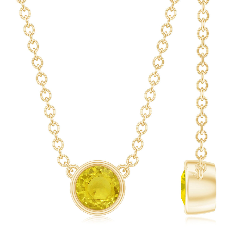 Round Cut 4 MM Yellow Sapphire Bezel Set Necklace