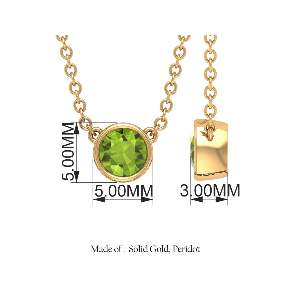 1/4 CT Round Cut Peridot Solitaire Necklace in Gold